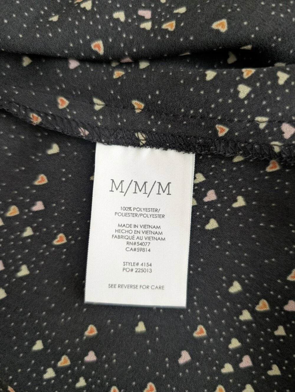 Cabi Eros Blouse Black Heart Print Ruffle Long Sleeve Blouse  Feminine Chic - M - Picture 8 of 11